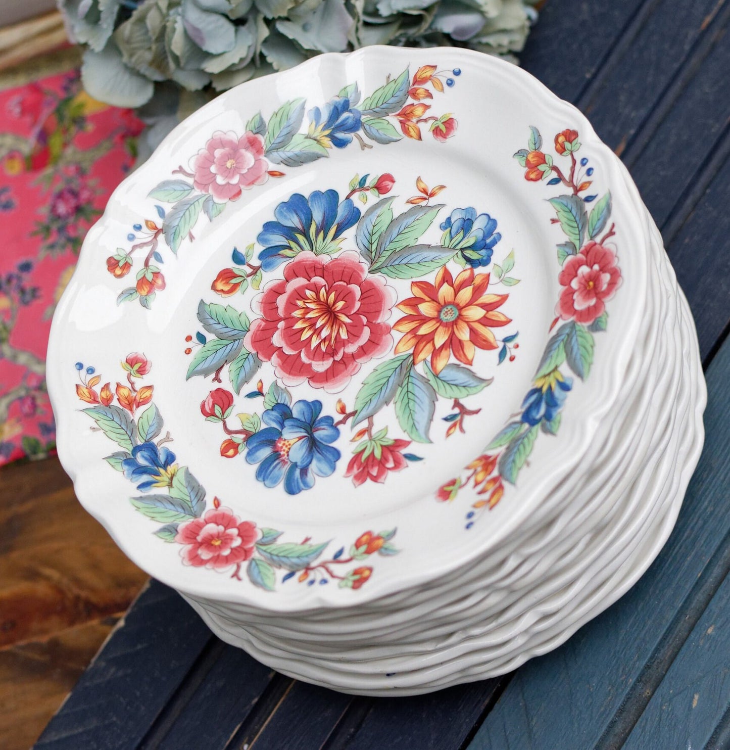French Vintage Hand-Painted Ironstone Small Plate Sarreguemines VENCE terre de fer