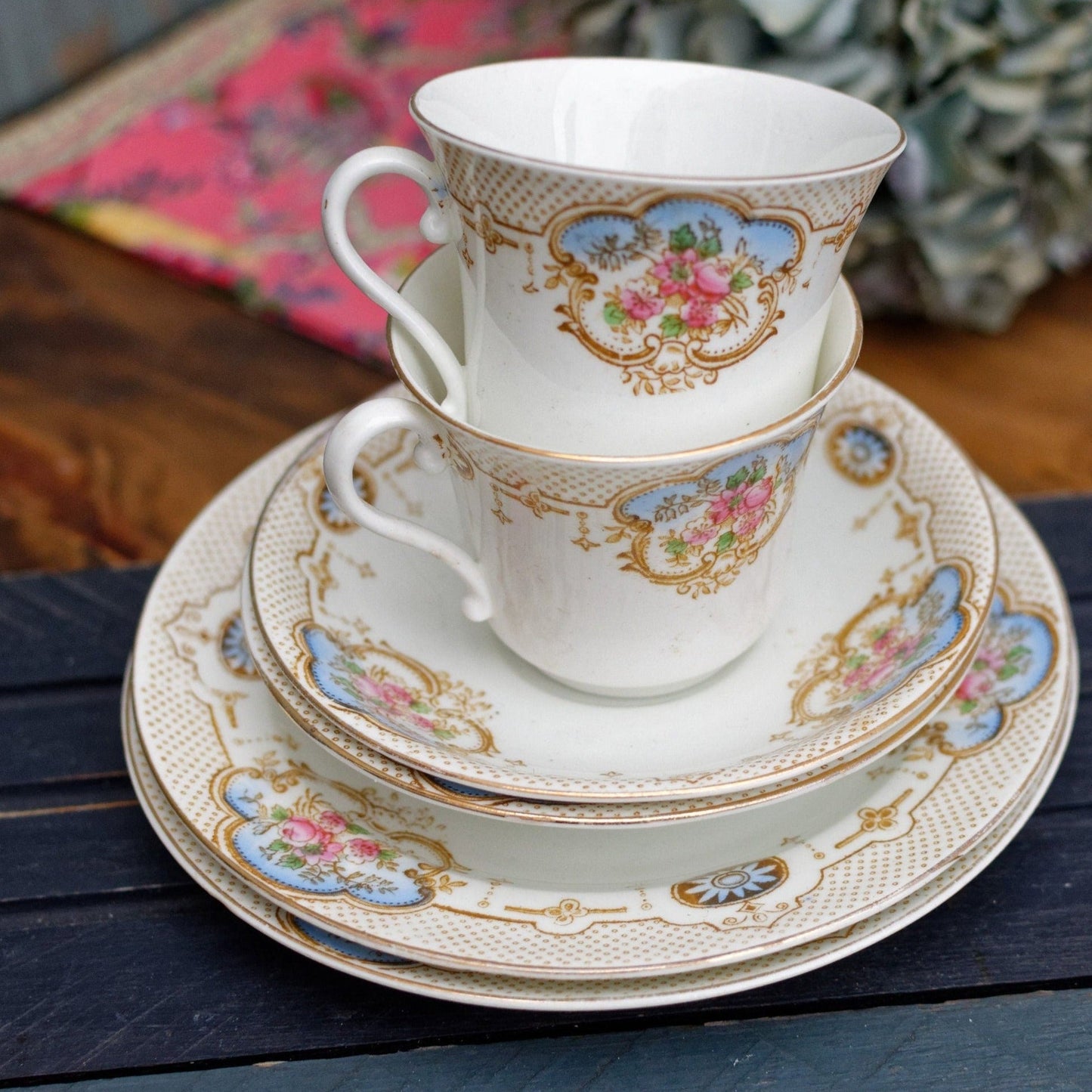 English Bone China Porcelain Cup Saucer Plate Heathcote (H.M. Williamson & Sons) Calcais England