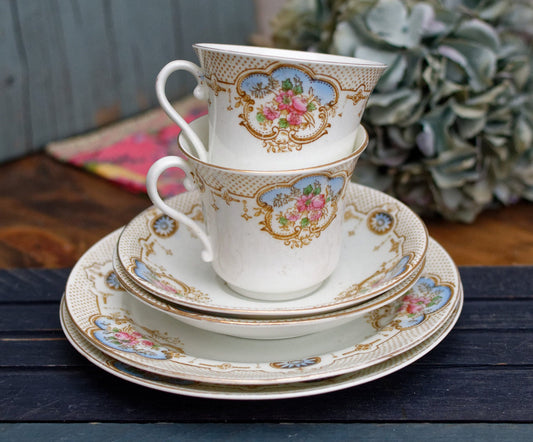 English Bone China Porcelain Cup Saucer Plate Heathcote (H.M. Williamson & Sons) Calcais England