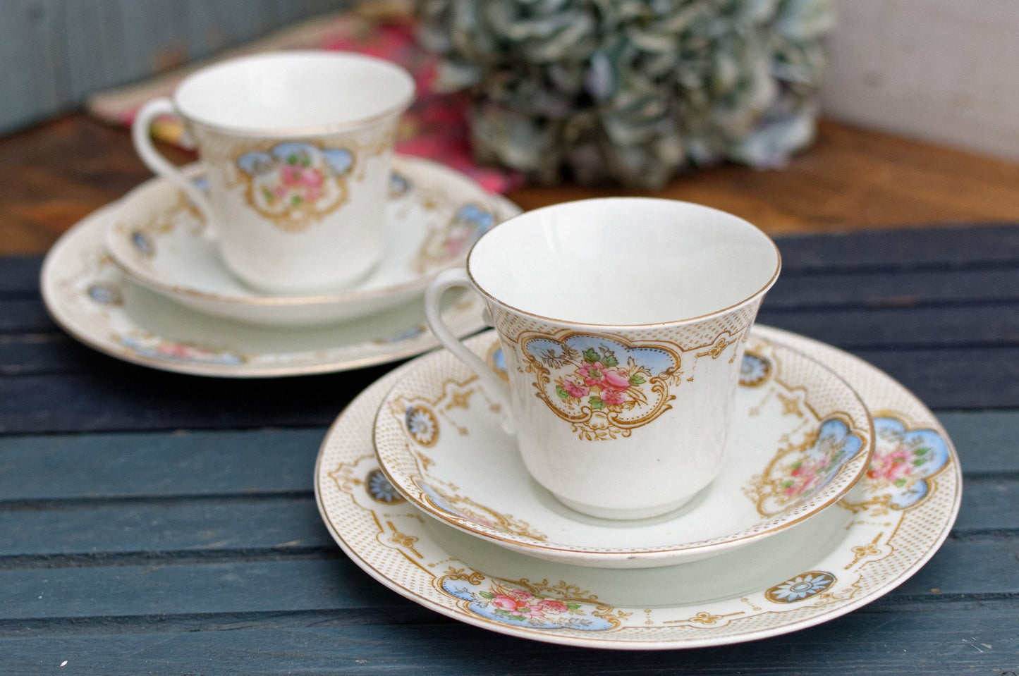 English Bone China Porcelain Cup Saucer Plate Heathcote (H.M. Williamson & Sons) Calcais England