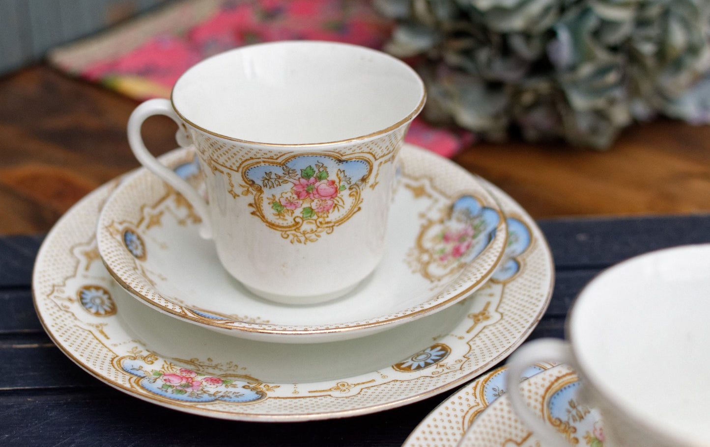 English Bone China Porcelain Cup Saucer Plate Heathcote (H.M. Williamson & Sons) Calcais England