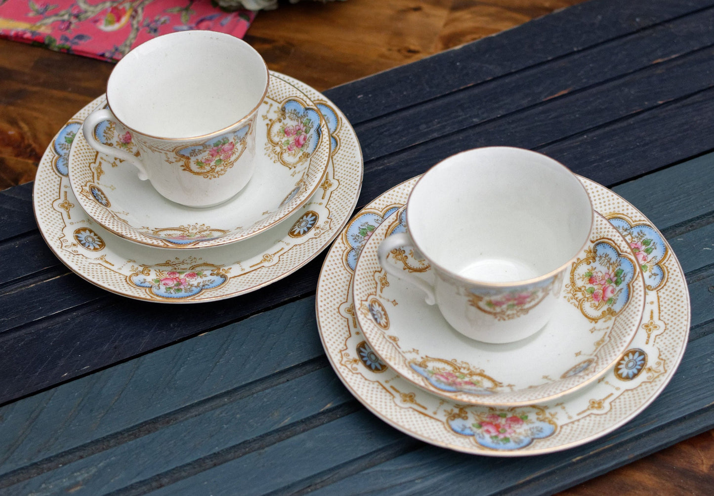 English Bone China Porcelain Cup Saucer Plate Heathcote (H.M. Williamson & Sons) Calcais England