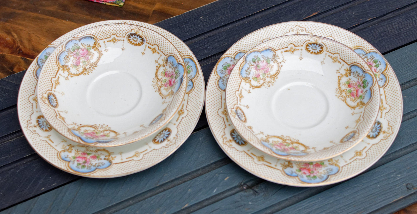 English Bone China Porcelain Cup Saucer Plate Heathcote (H.M. Williamson & Sons) Calcais England