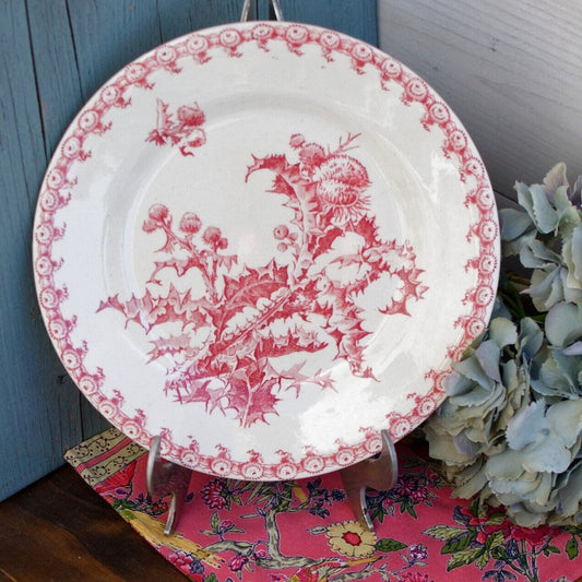 French Ironstone Red Plate CHARBONS Porcelaine opaque de Gien Terre de Fer