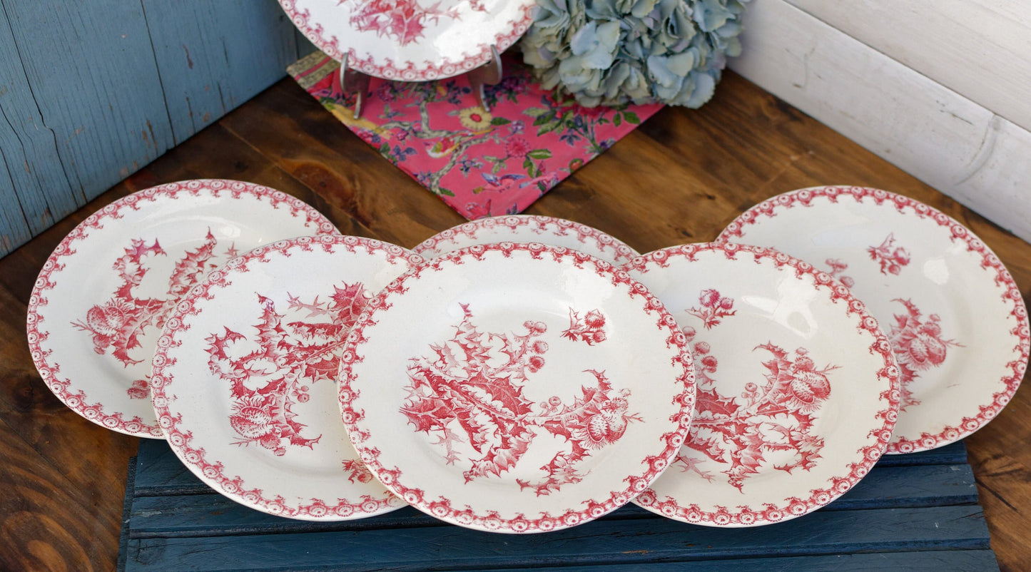 French Ironstone Red Plate CHARBONS Porcelaine opaque de Gien Terre de Fer