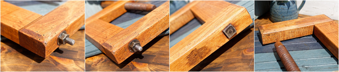 1900s ~ Library C Clamp ~ French Antique Large Wooden Clamp ~ Screw Press ~ Vice ~ Joinery Tool