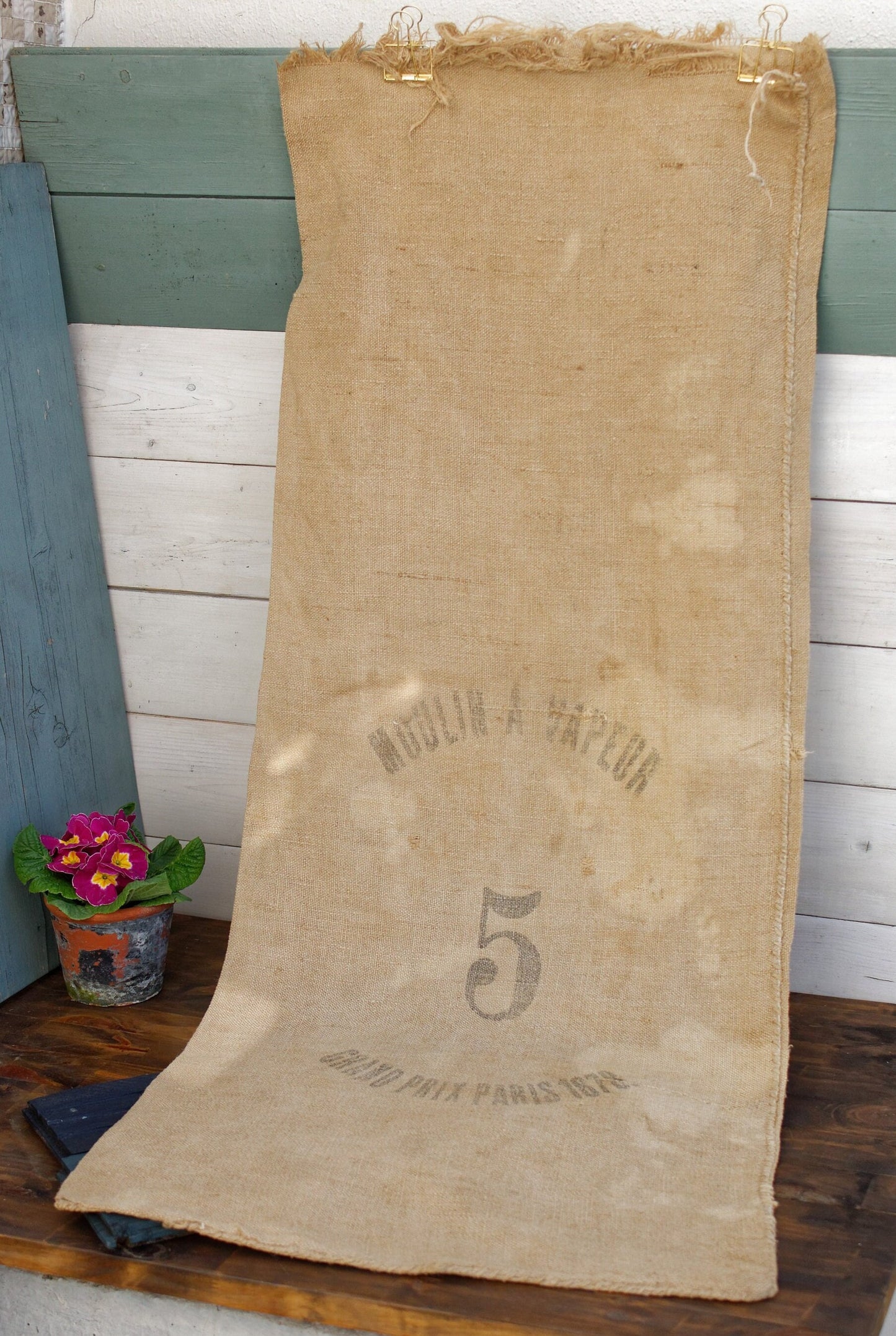 French Antique Grain Sack ~ "Potasse d'Alsace" ~ Farmers Advertising Agricultural Bag ~ "Sac en Jute"
