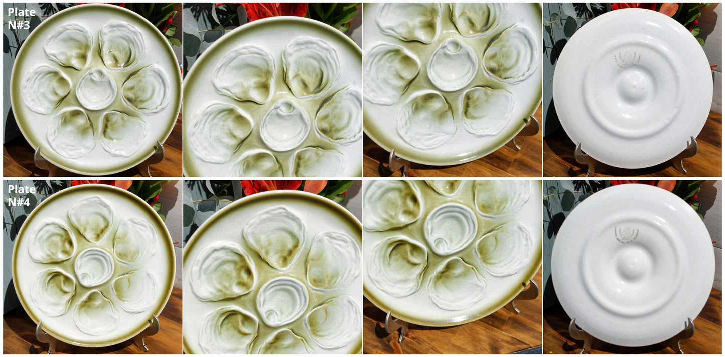 French BARBOTINE MAJOLICA Style Oyster Huitre Plate Faïence de St Amand - Garanti Special Lave Vaisselle France