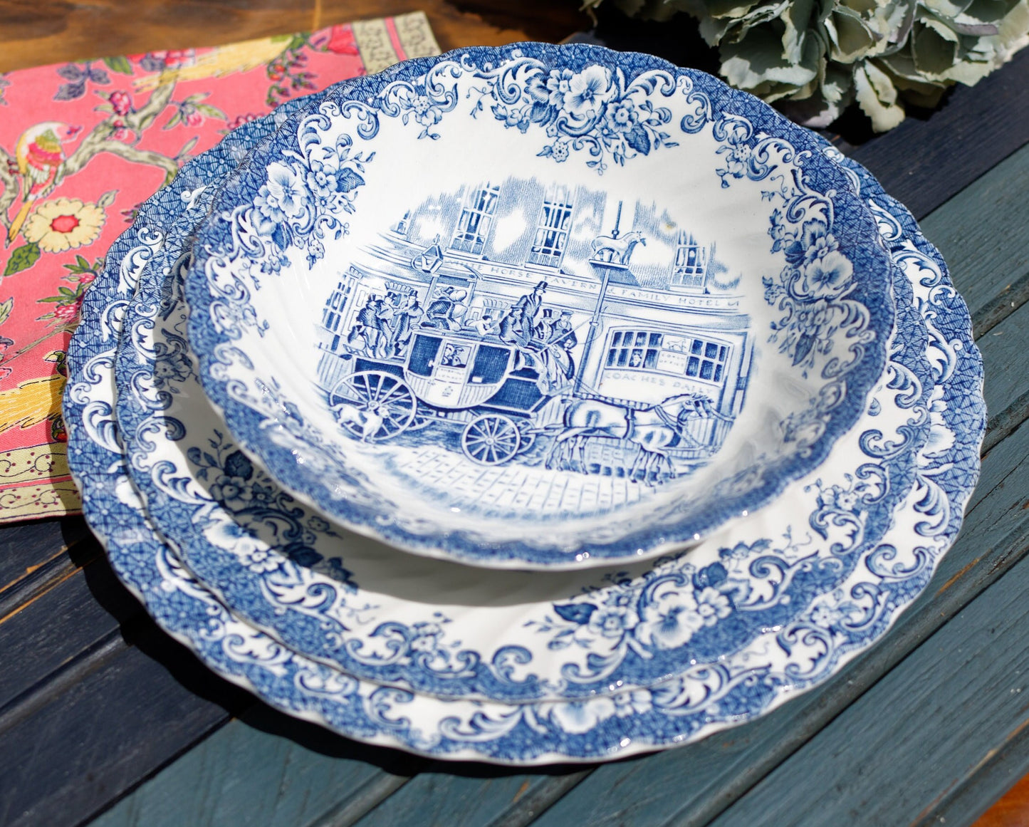 English Ironstone China Plate Coaching Scenes Made in England by Johnson Bros Ironstone Hunting Country