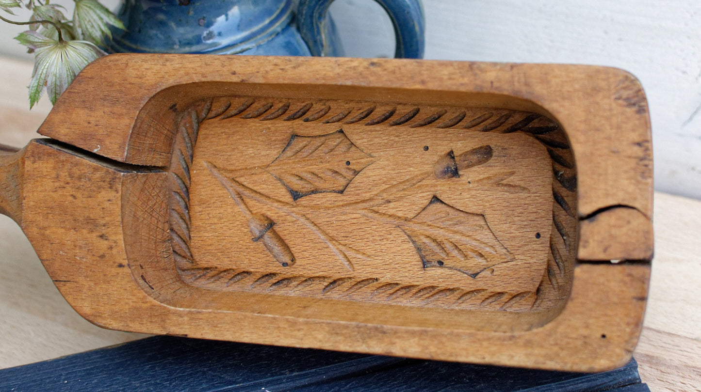 French Antique Wooden Hand-Carved Stamp Butter Mold Mould
