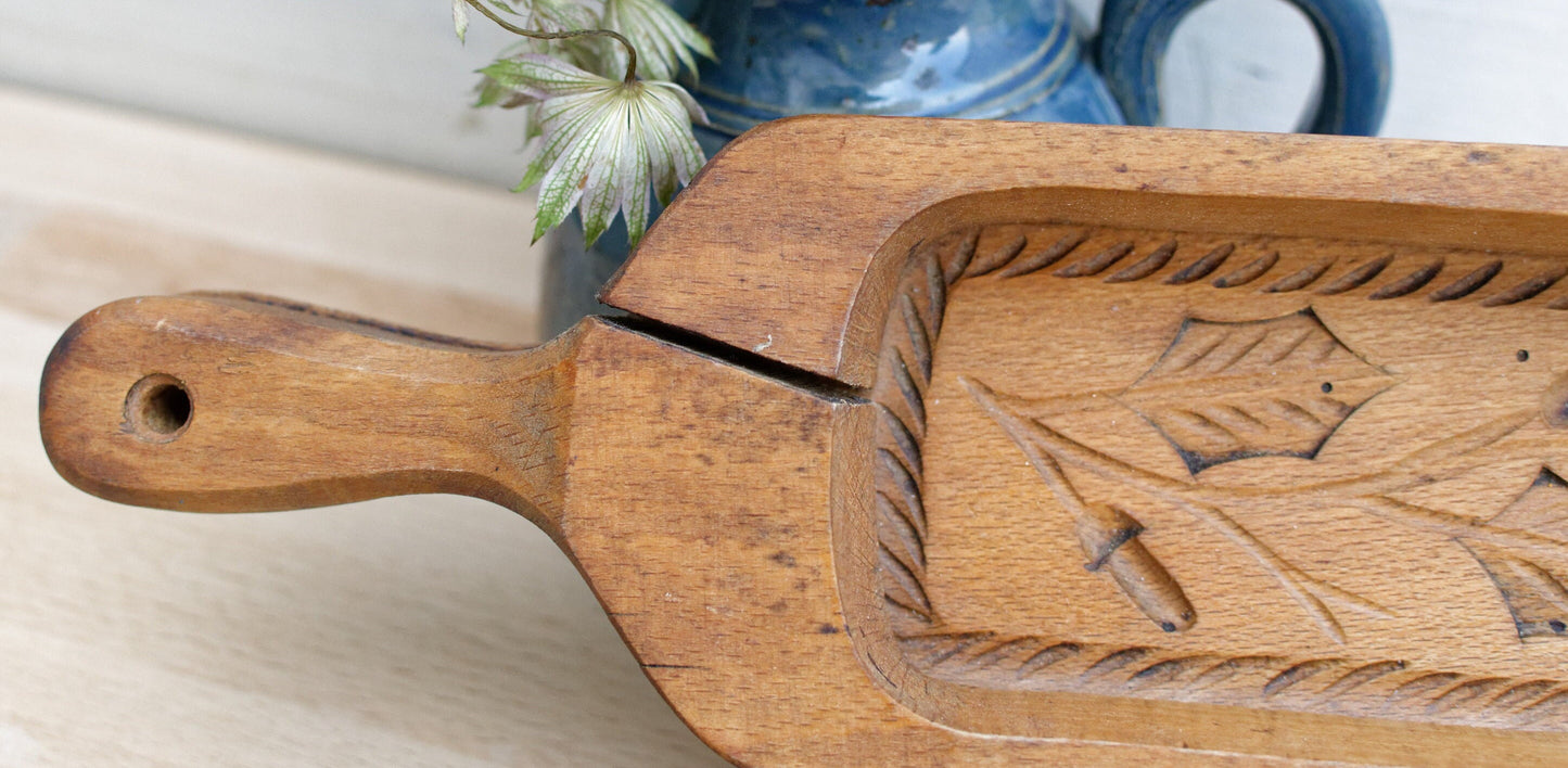 French Antique Wooden Hand-Carved Stamp Butter Mold Mould