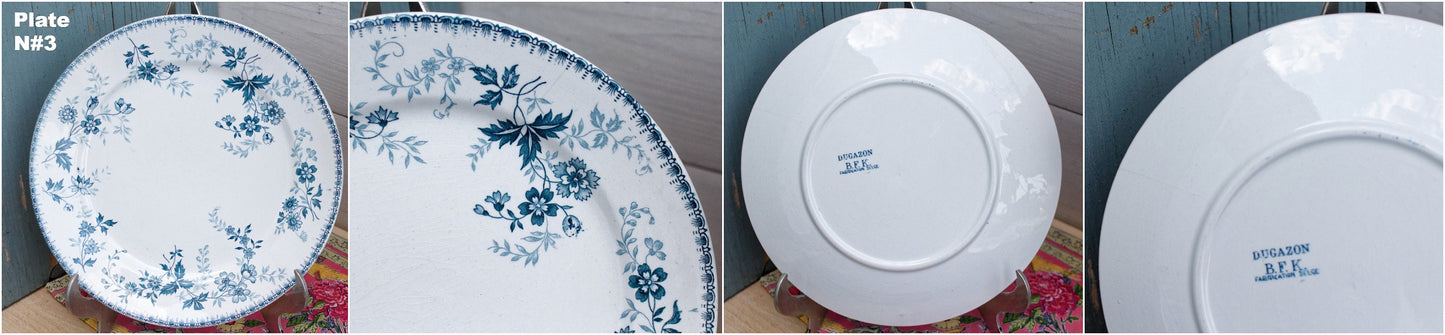 Antique Ironstone Plate Boch Freres Keramis BFK DUGAZON Fabrication Belge terre de fer