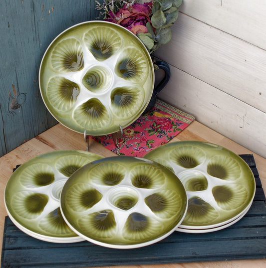French Oyster Huitre BARBOTINE Majolica Style Plate Moulin Des Loups Decor Grand Feu Special Vaisselle Made in France