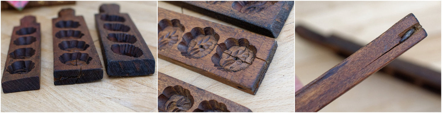 French Antique Wooden Hand-Carved Stamp Chocolate Mold