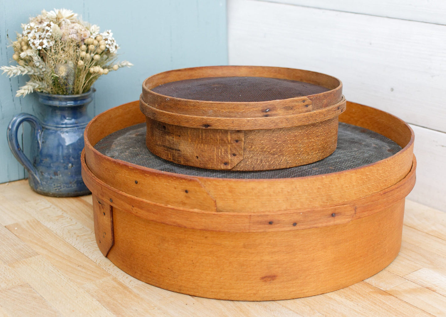 French Antique WOODEN Shaker Style Grain Sifter ~ Bentwood Grain Sieve ~ Flour Screen