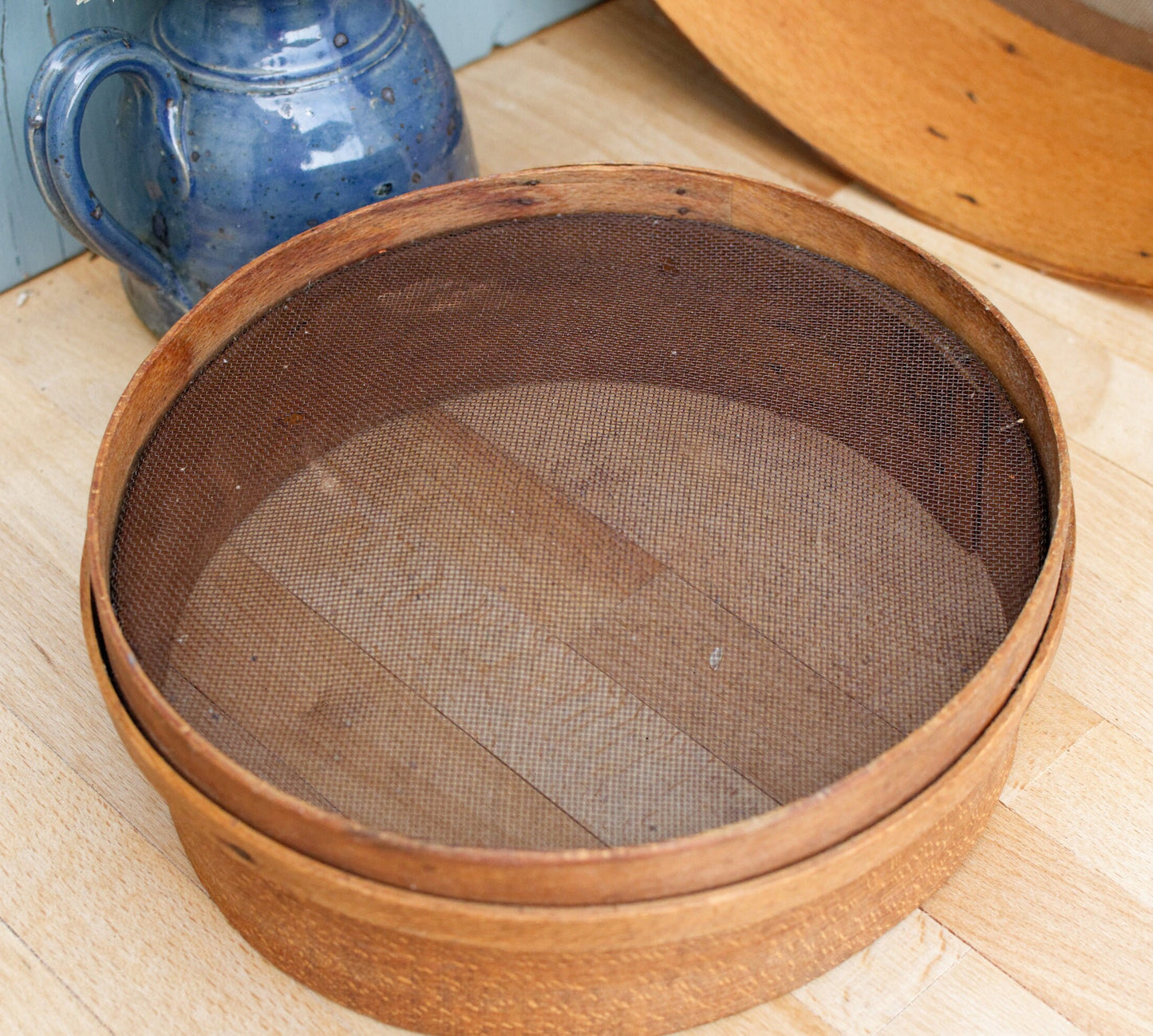 French Antique WOODEN Shaker Style Grain Sifter ~ Bentwood Grain Sieve ~ Flour Screen