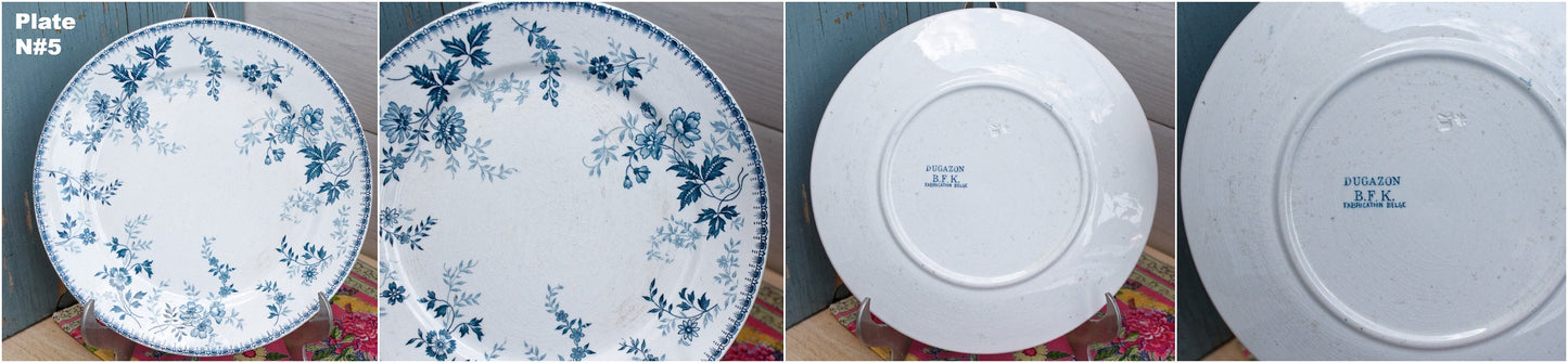Antique Ironstone Plate Boch Freres Keramis BFK DUGAZON Fabrication Belge terre de fer