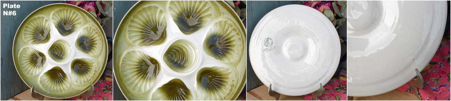 French Oyster Huitre BARBOTINE Majolica Style Plate Moulin Des Loups Decor Grand Feu Special Vaisselle Made in France