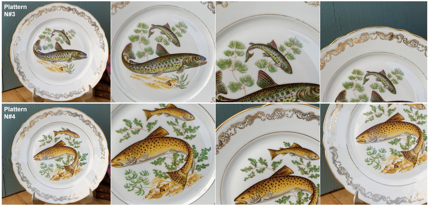 French Fine Porcelain Fish Service Plate Platter CP - France - Porcelaine de Luxe de la Compagnie Nationale
