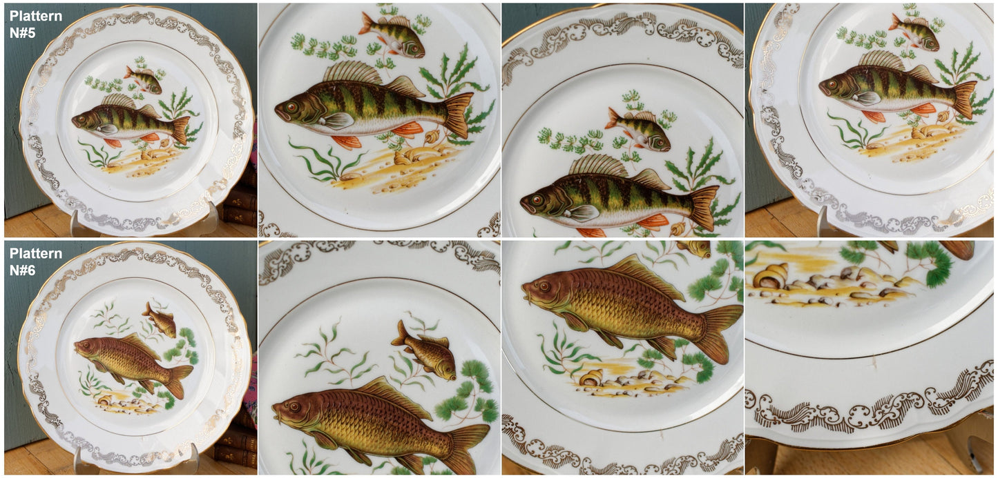 French Fine Porcelain Fish Service Plate Platter CP - France - Porcelaine de Luxe de la Compagnie Nationale