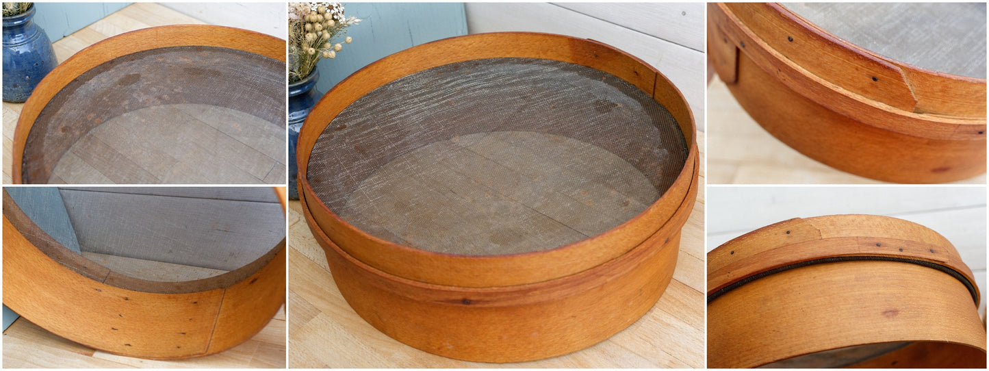 French Antique WOODEN Shaker Style Grain Sifter ~ Bentwood Grain Sieve ~ Flour Screen