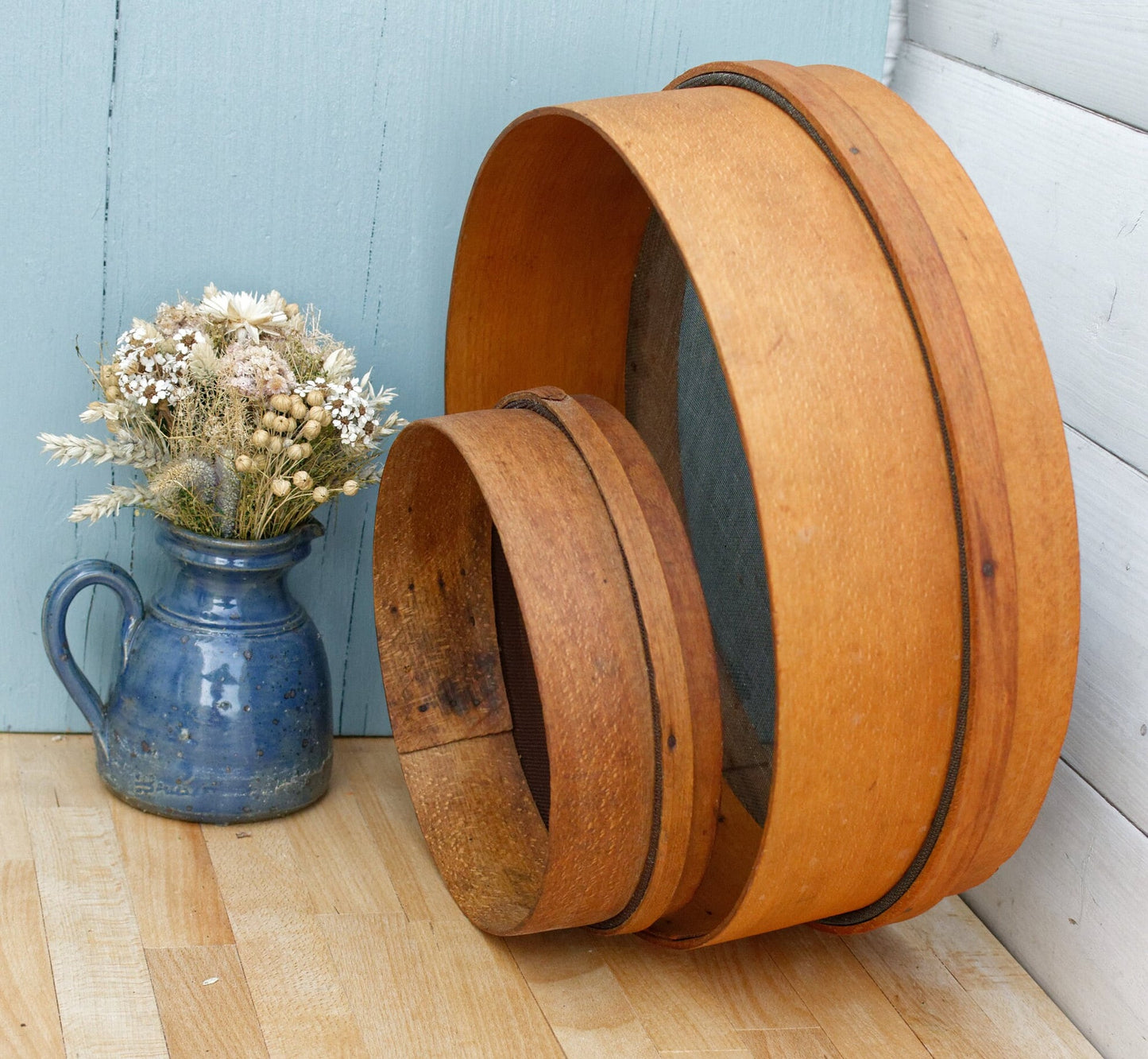 French Antique WOODEN Shaker Style Grain Sifter ~ Bentwood Grain Sieve ~ Flour Screen