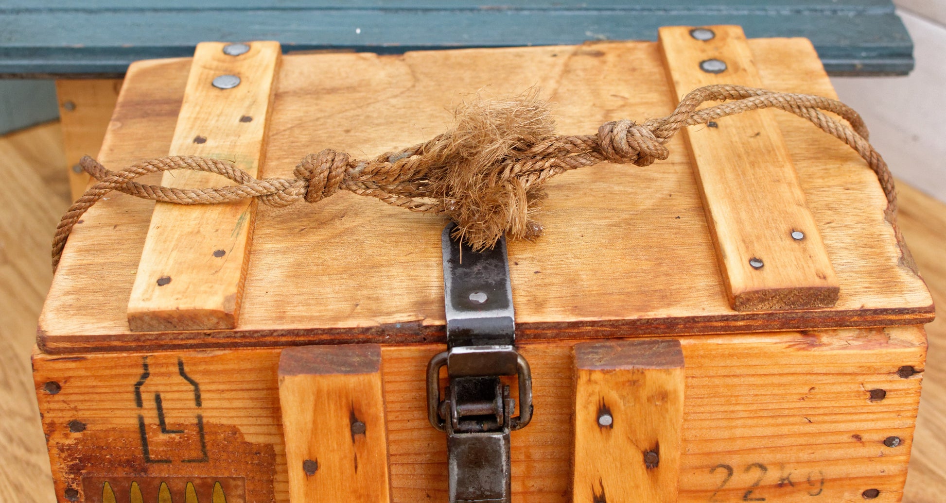 1929 French Antique Wooden Collectible WW Military Cartridge Ammo Crate Box 15 Cartouches 135 Chargeurs