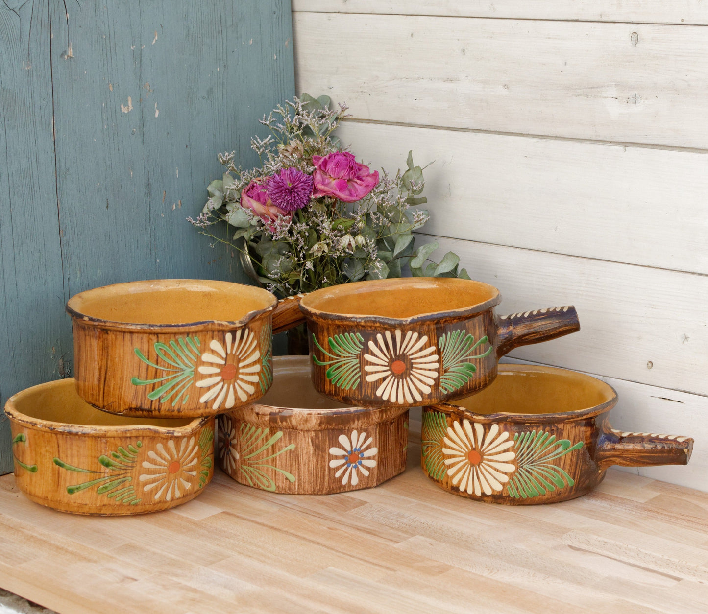 French Glazed Stoneware Gratin Pot ALSACE SOUFFLENHEIM Poelons en terre cuites vernissée