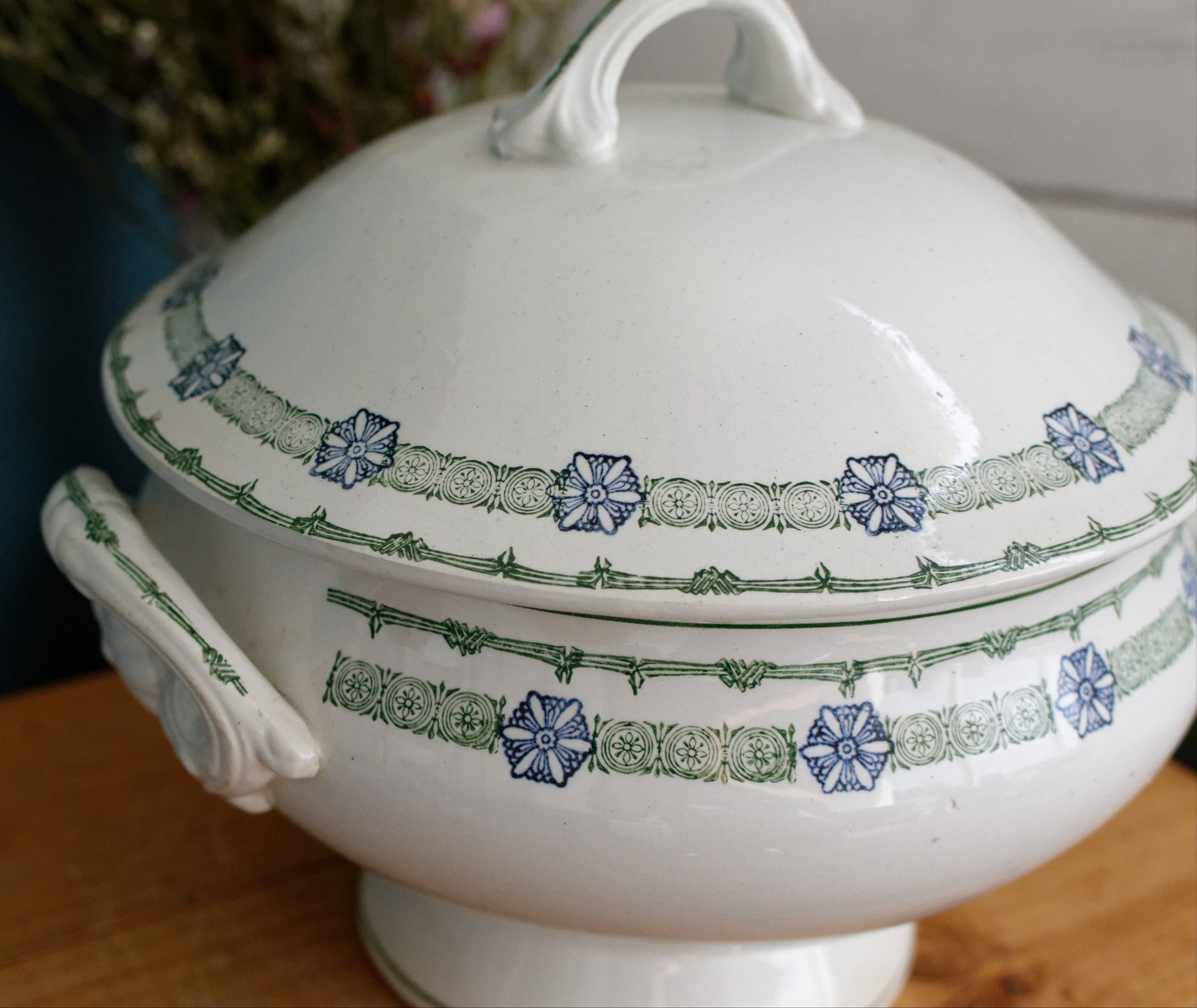 French Antique Ironstone Terre de Fer 6009 St Amand Faience Soup Tureen Soupiere
