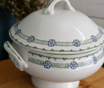 French Antique Ironstone Terre de Fer 6009 St Amand Faience Soup Tureen Soupiere