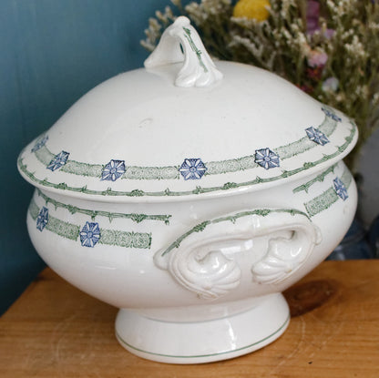 French Antique Ironstone Terre de Fer 6009 St Amand Faience Soup Tureen Soupiere