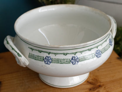 French Antique Ironstone Terre de Fer 6009 St Amand Faience Soup Tureen Soupiere