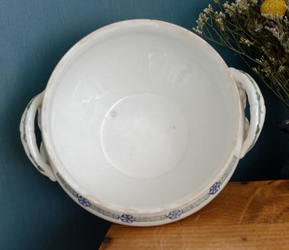 French Antique Ironstone Terre de Fer 6009 St Amand Faience Soup Tureen Soupiere