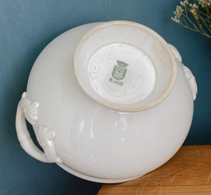 French Antique Ironstone Terre de Fer 6009 St Amand Faience Soup Tureen Soupiere