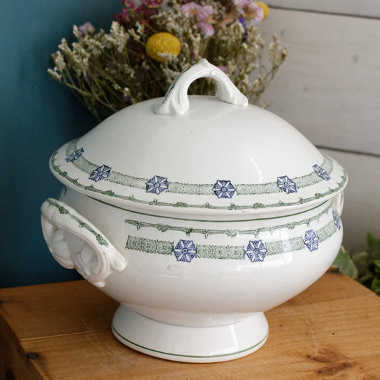 French Antique Ironstone Terre de Fer 6009 St Amand Faience Soup Tureen Soupiere