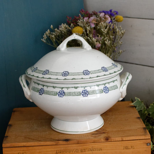 French Antique Ironstone Terre de Fer 6009 St Amand Faience Soup Tureen Soupiere