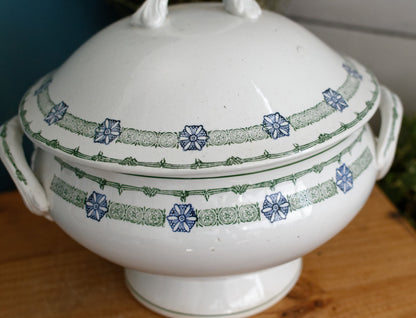 French Antique Ironstone Terre de Fer 6009 St Amand Faience Soup Tureen Soupiere