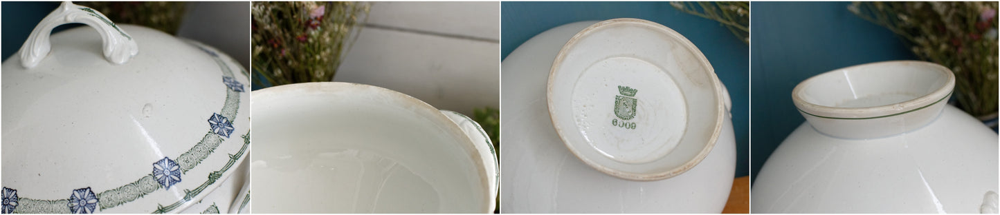French Antique Ironstone Terre de Fer 6009 St Amand Faience Soup Tureen Soupiere