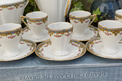 A.F. Andre Francois LIMOGES France French Antique Fine Porcelain Partial Coffee/Tea Service Fine China  Edit alt text