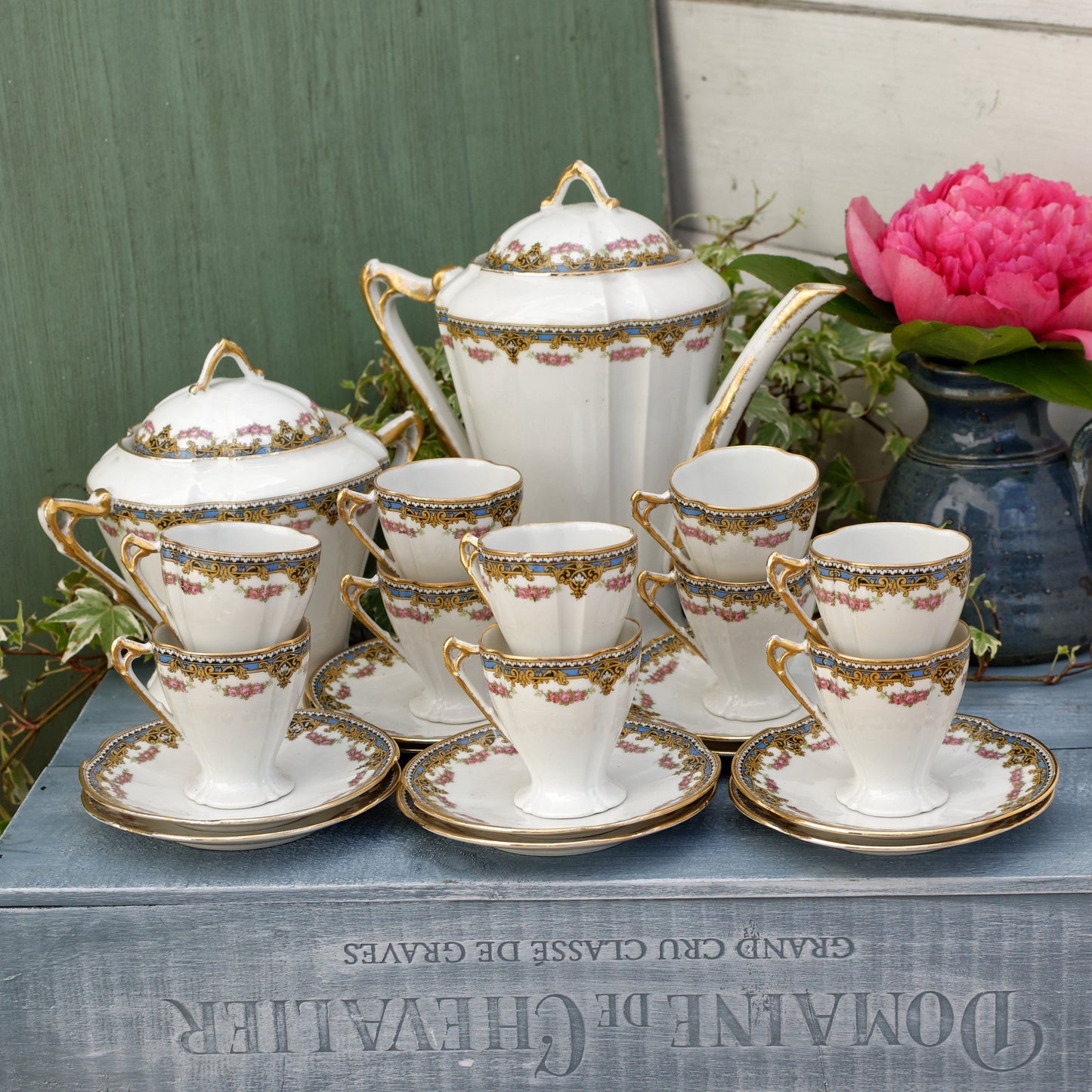 A.F. Andre Francois LIMOGES France French Antique Fine Porcelain Partial Coffee/Tea Service Fine China