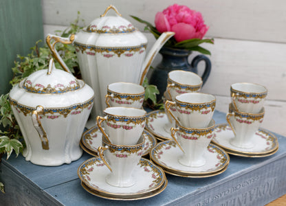 A.F. Andre Francois LIMOGES France French Antique Fine Porcelain Partial Coffee/Tea Service Fine China  Edit alt text