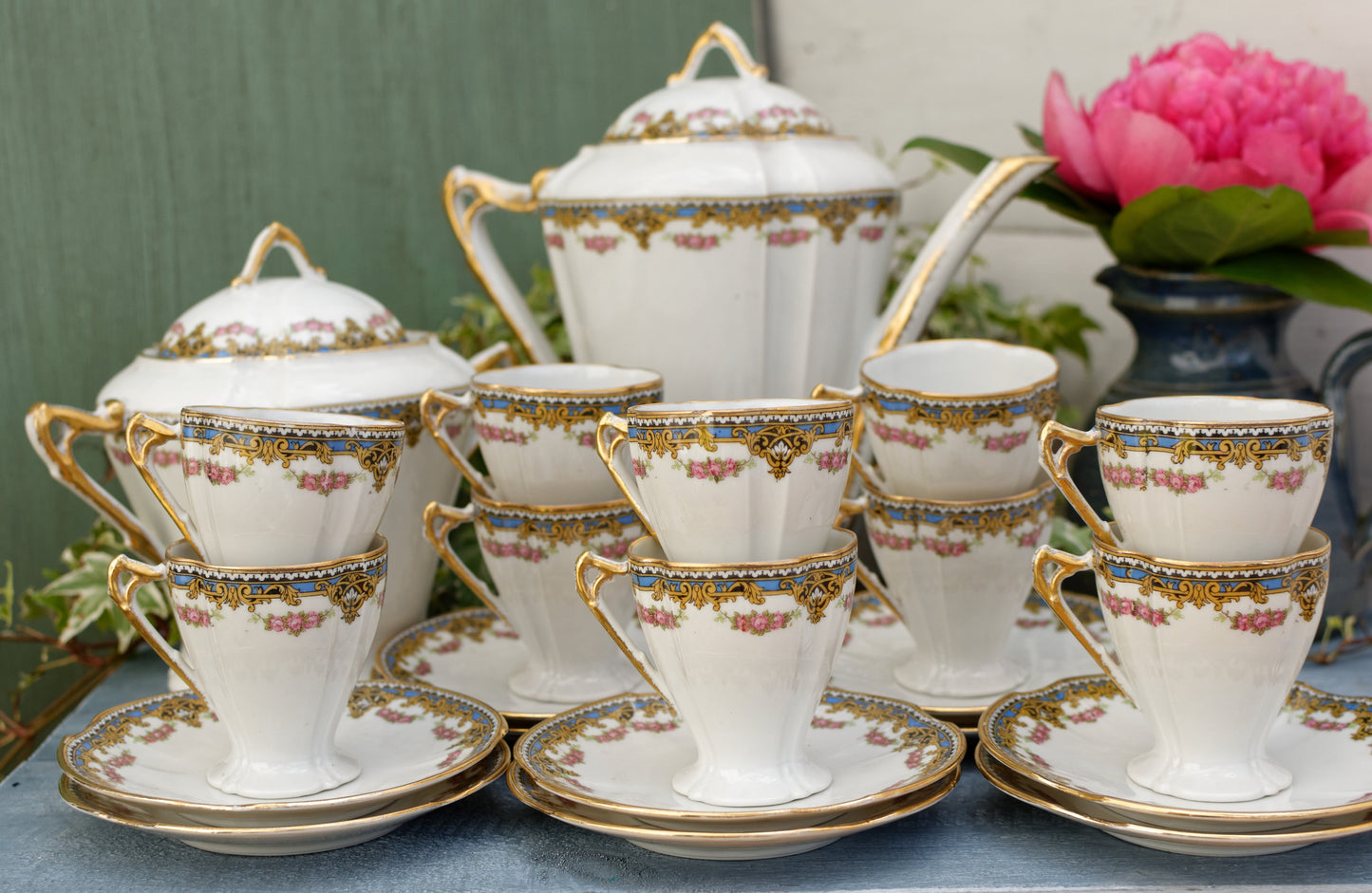 A.F. Andre Francois LIMOGES France French Antique Fine Porcelain Partial Coffee/Tea Service Fine China  Edit alt text