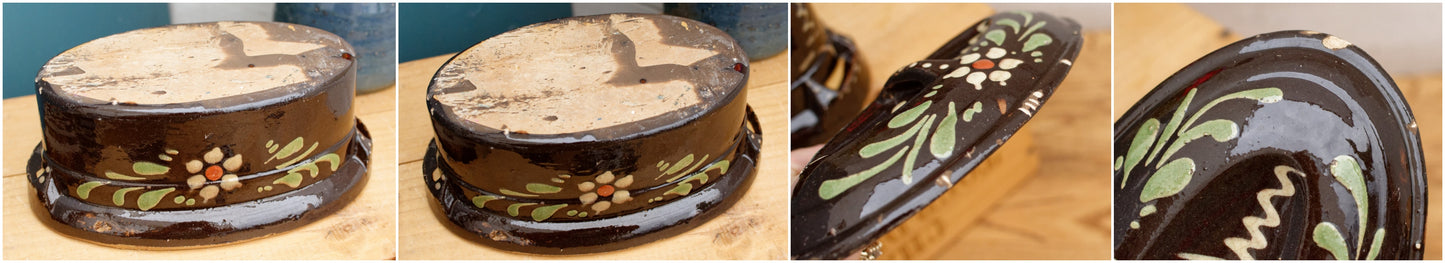 La Bourguignonne French Vintage Stonware Oval Foie Gras Lidded Terrine Pot Casserole Pot for Pate Terre Cuite