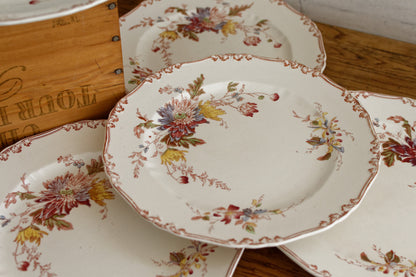 English Antique Polychrome Plate ALTHEA B&S Fabric Anglaise J(Jules) Etienne fils 29 rue paradis Paris