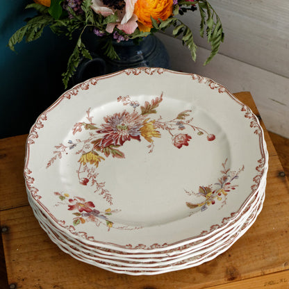 English Antique Polychrome Plate ALTHEA B&S Fabric Anglaise J(Jules) Etienne fils 29 rue paradis Paris
