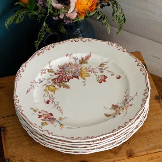 English Antique Polychrome Plate ALTHEA B&S Fabric Anglaise J(Jules) Etienne fils 29 rue paradis Paris