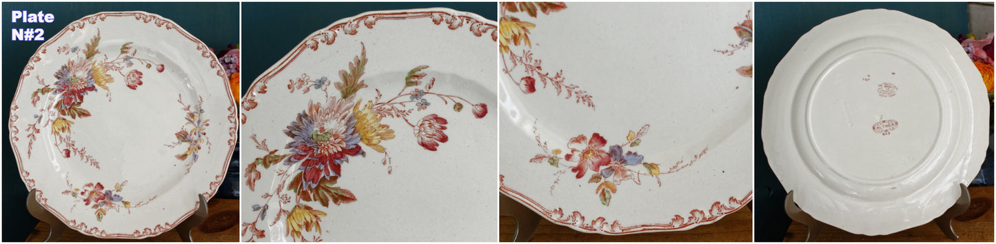 English Antique Polychrome Plate ALTHEA B&S Fabric Anglaise J(Jules) Etienne fils 29 rue paradis Paris