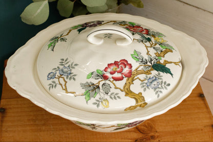 ASHBOURNE MOSES 1751 RALPH 1750 ENOCH 1764 Wood & Sons Burslem, England English Vintage Ironstone Polychrome Covered Serving Tureen