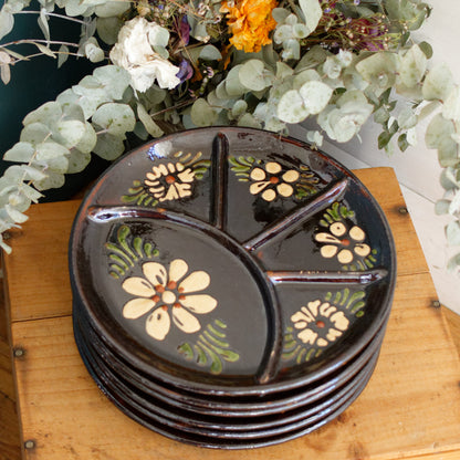 ALSACE SOUFFLENHEIM French Vintage Glazed Ceramic Stoneware Fondue Plate Terra Cotta Sandstone