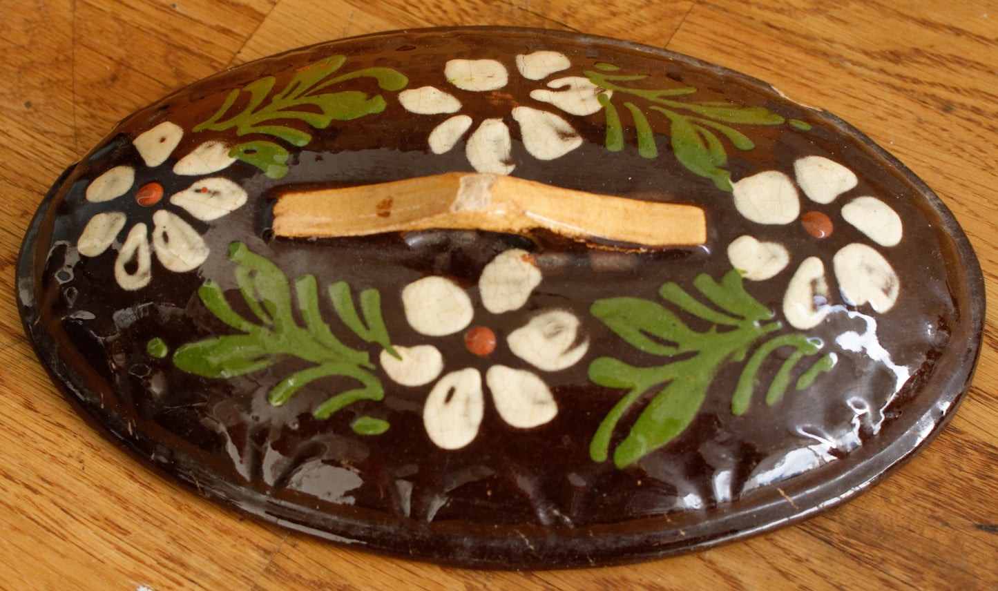 French Vintage Alsace SOUFFLENHEIM BAECKEOFFE "Cocotte en Terre Cuite" ~ Brown Oval Stoneware Lidded Terrine ~  Foie Gras Casserole Dish ~ Made in France